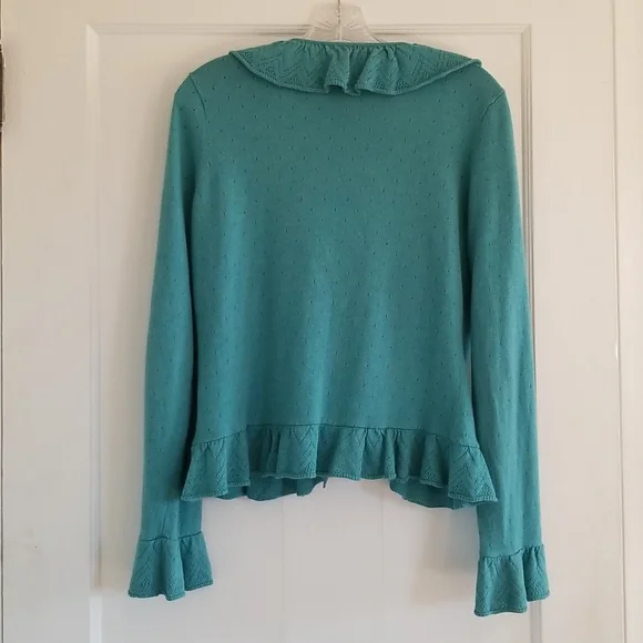 Pointelle Tie-Front Cardigan - Liz Claiborne, VGUC - Picture 9 of 9